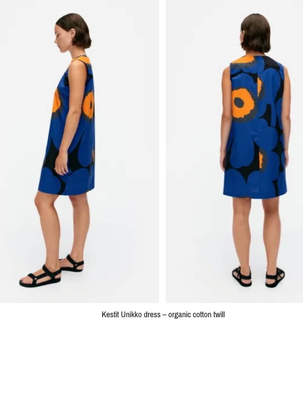 Marimekko Kestit Blue Unikko Cotton Dress Size 34 - Picture 4 of 10